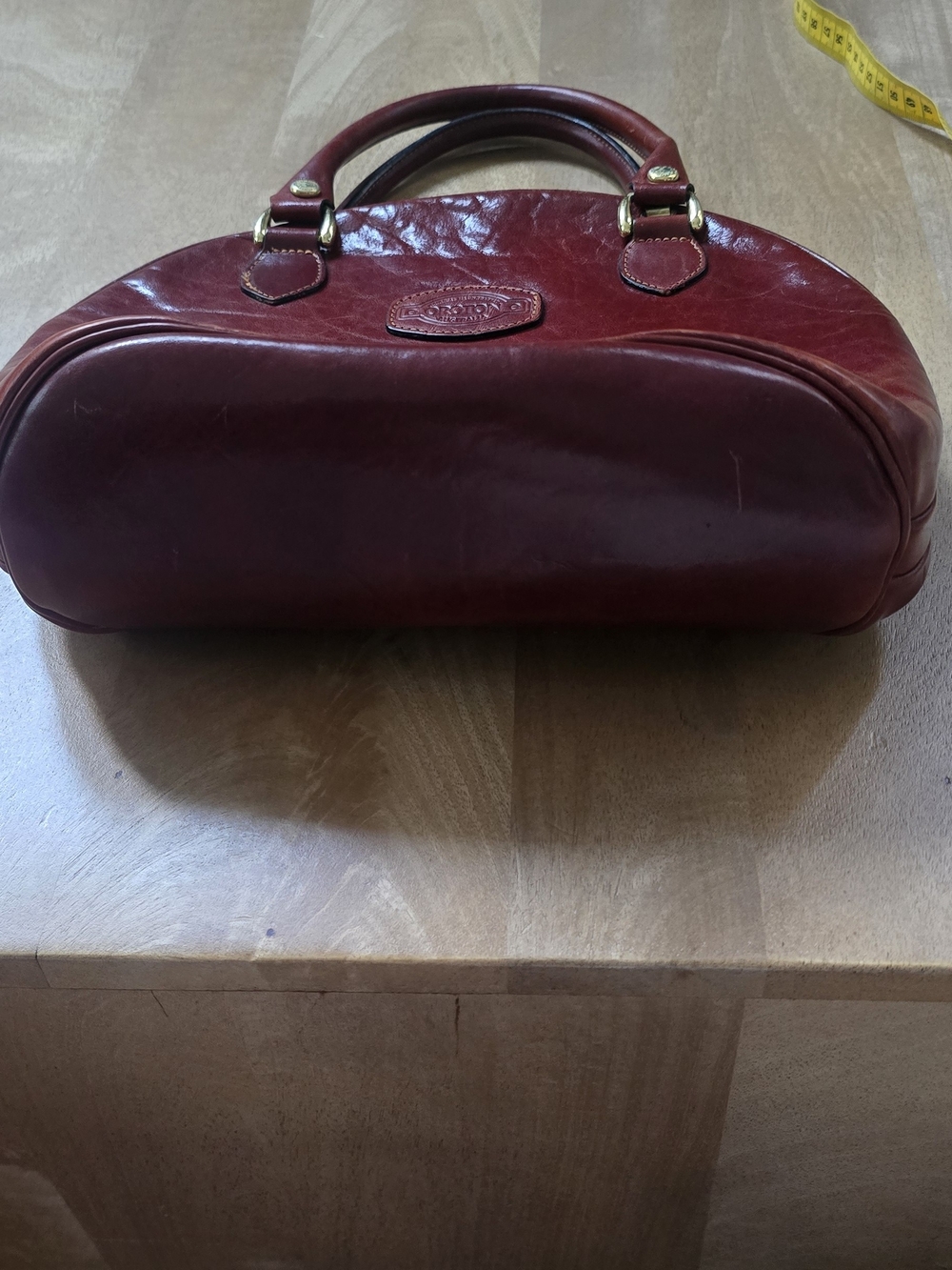 Vintage Oroton Australia Burgundy/Brown Leather Dome Satchel Handbag - Picture 3 of 9